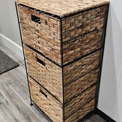 Household Essentials 3 -Drawers Natural Wicker Storage Drawer tower