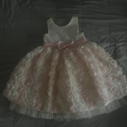 Girl rose dress pink and white