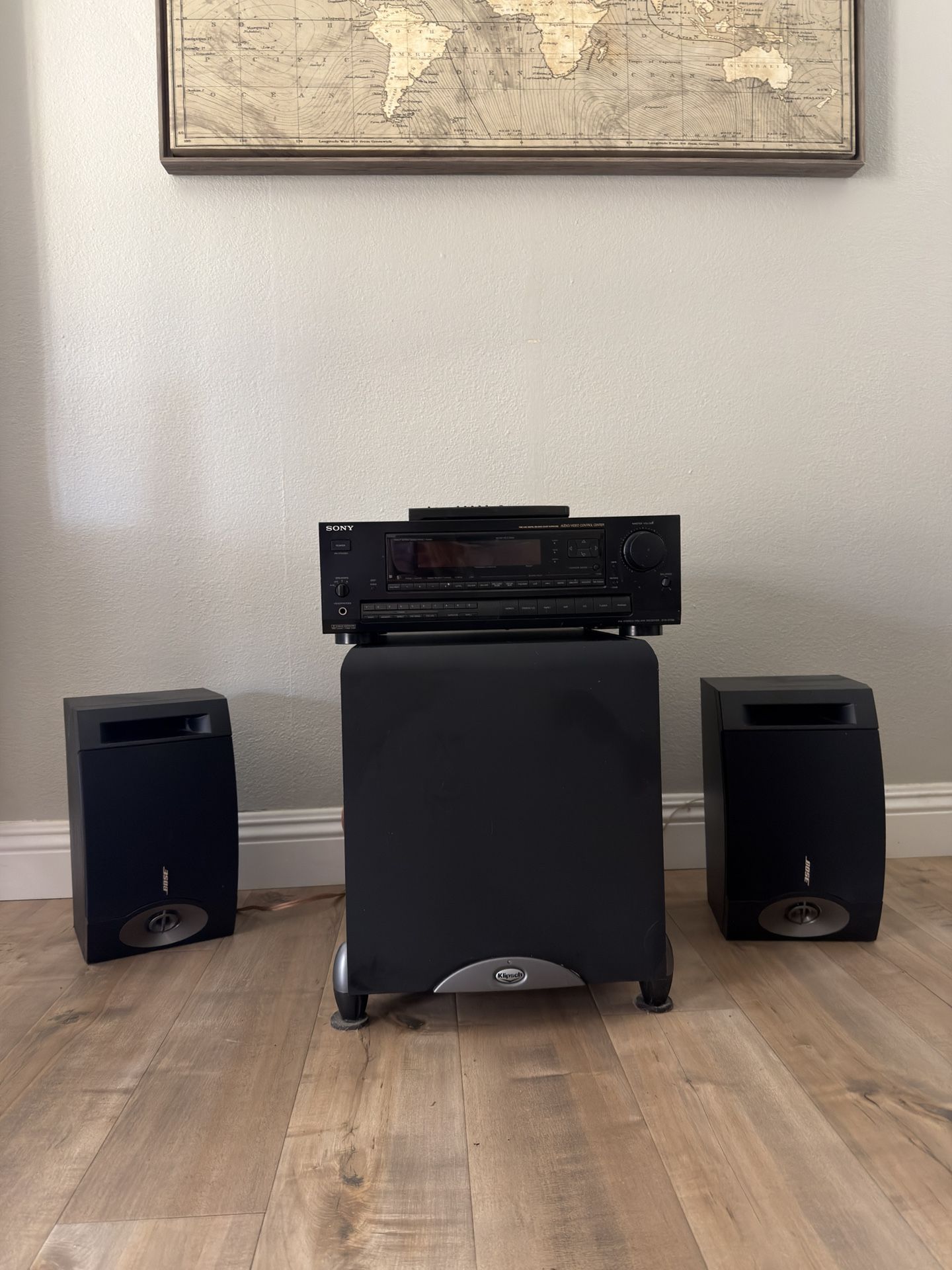 Home Audio Bundle — Sony STR-D790 Receiver + Klipsch Subwoofer + Bose 201v Speakers — Super Bowl