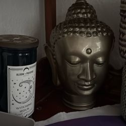 Glass, Bronze Color Buddha Head
