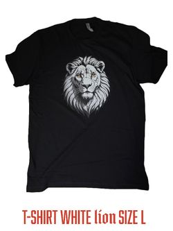 T-Shirt White Lion Face Size  L