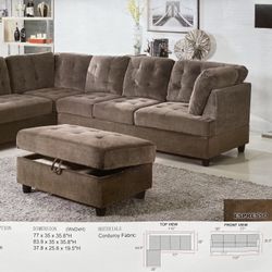New Espresso Corduroy Fabric Combination Sofa