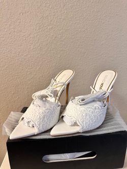 White lacey heels