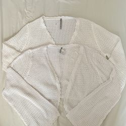 White Cropped Knitted Cardigans 2 For, $15, Or $10 Each