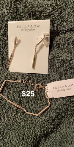 New silpada silver bracelet & earrings