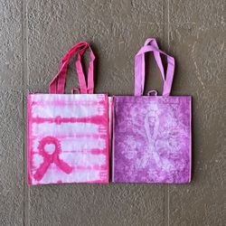 2 Like new breast cancer ribbon reusable bags