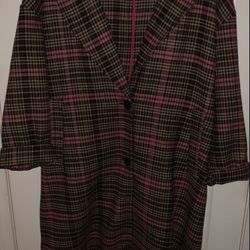 WILD FABLE Oversized Pink Brown Plaid Coat Size XL