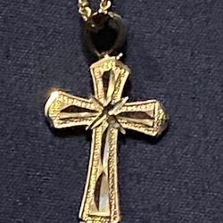 14 K rope Chain 18 In Long 10k Cross Pendant