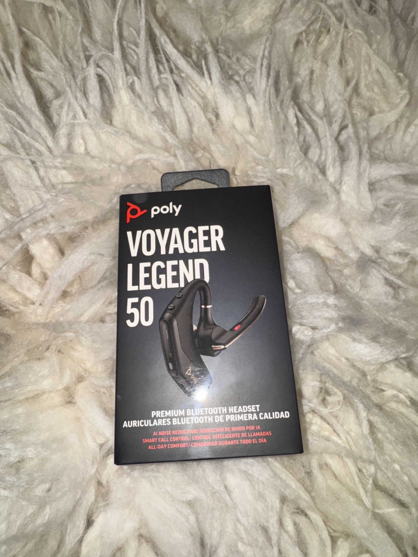 New POLY HP Voyager Legend 50 Bluetooth Headset Discreet Boom & 4 Noise-Canceling Mics, AI Noise Block AI & WindSmart Technology - Seamless Connectivi