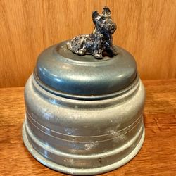 Antique Scottie dog Music Trinket box possibly used as an ashtray or powder dish
