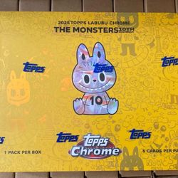 2025 Topps Chrome Labubu 10th Anniversary Hobby Box Sold Out- IN HAND - Factory Sealed