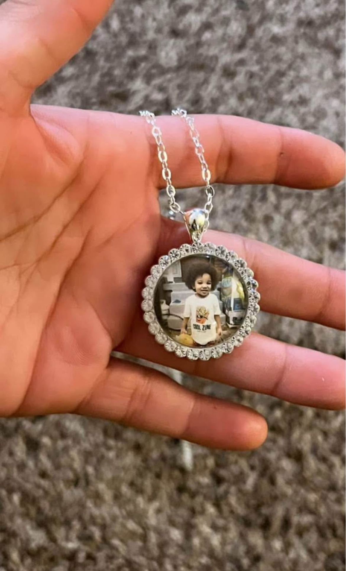 Silver Circle Custom Photo Necklace. Perfect Gift For Men And Women, Kid Friendly.