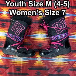 Vintage Y2K DC Boots Girls Medium 4-5 Chalet WR Black Fur Winter Water Resistant