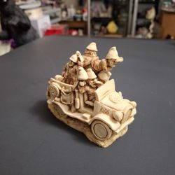 S.I.A.B.(Suprised It's A Box) England Hand Cast Figurine Of "Fab Five Party Boys" As Whimsical Firefighters Made Of Crushed Marble & Resin-Top Removes