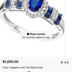 14k Diamond And Sapphire Ring