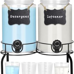 Glass Laundry Detergent Dispenser 2 Pack, 2 Gallon Laundry Soap Dispenser