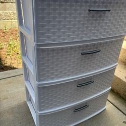 Sterilite Plastic 4 Drawer Wide Weave Tower White (Qty 2)