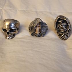 3 Skull Rings 1 Is Vintage Goth Style 