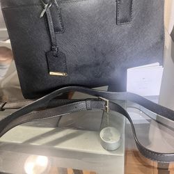 KATE SPADE Candace Black Leather Tote Bag With Shoulder Strap
