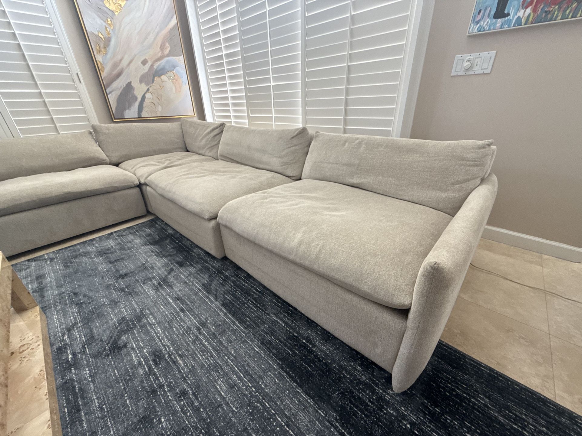 Arhaus L shaped sectional couch / sofa