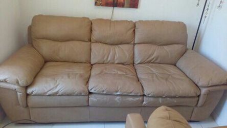 LEATHER SOFA AND CHAIR