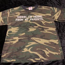 Boys XL Vintage Camouflage Sh I Am Hiding From My Parents Tshirt