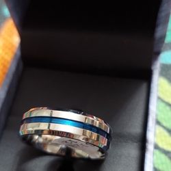 New Stainless Steel Size 12 Two Tone Band Silver And Blue Mpu Serious Buyer Don't Deliver Cash Only Price Firm 