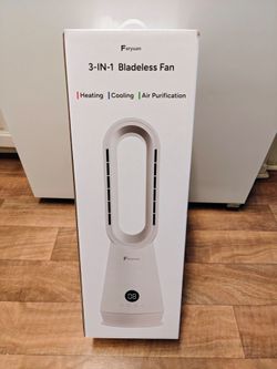 Bladeless Air Purifier Fan, 3-in-1 Fan with Heater Cooler Combo, Oscillation