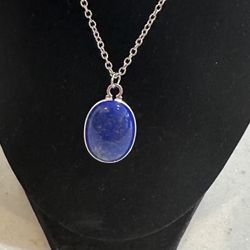 Lapis Oval Pendant Necklace