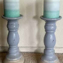 Pair of Large Candle Holders with Candles Large