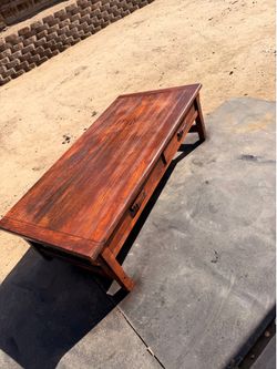 Rustic Wood Coffee Table with Two Drawers