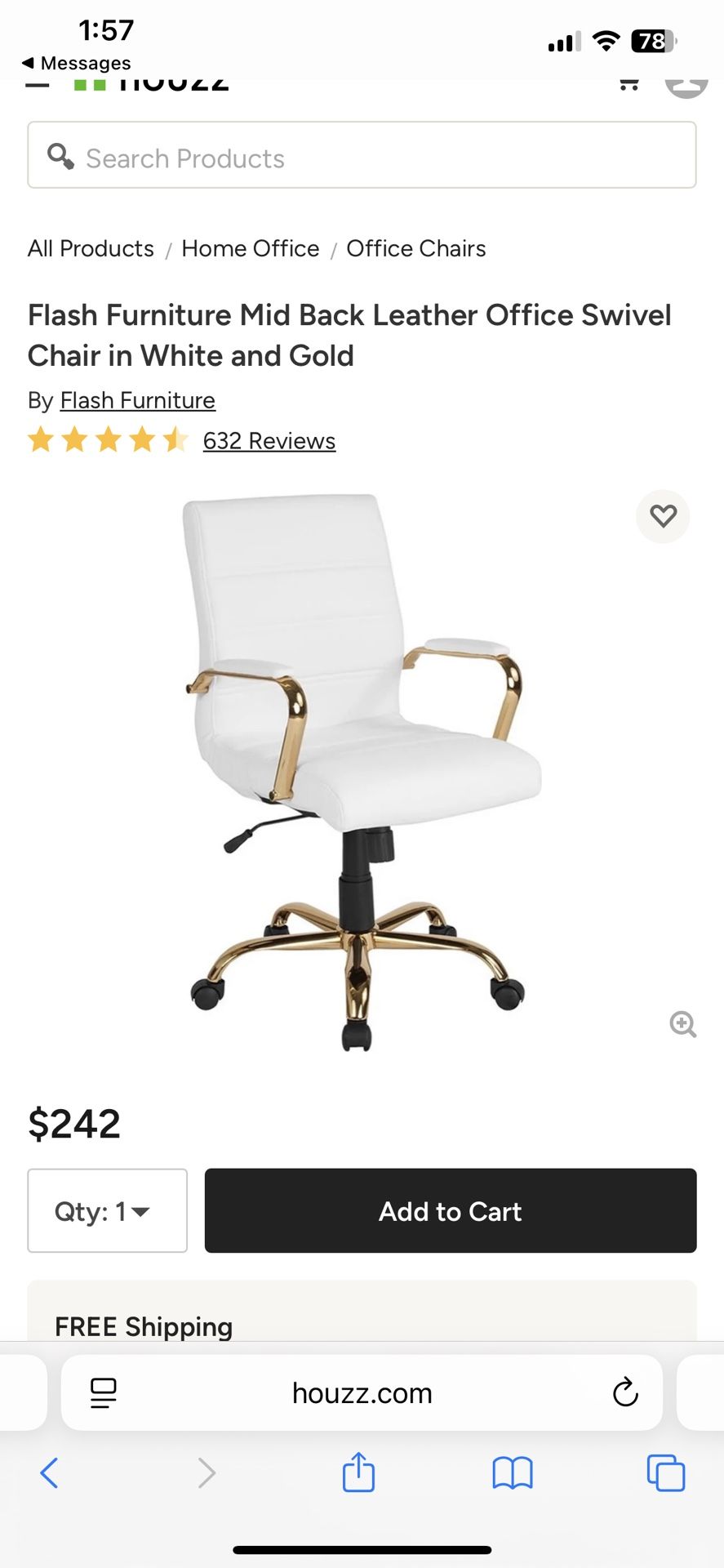 White/Gold Desk Chair