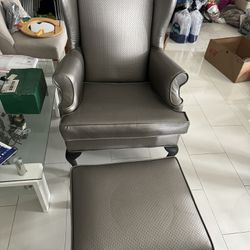 New High back Wing Accent Chair With Ottoman