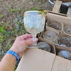 Gold Rimmed Goblets ( Grapes)
