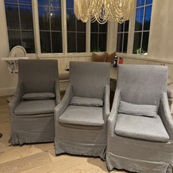 RH BELGIAN SLIPCOVERED SLOPE ARM DINING SIDE CHAIR-4 chairs