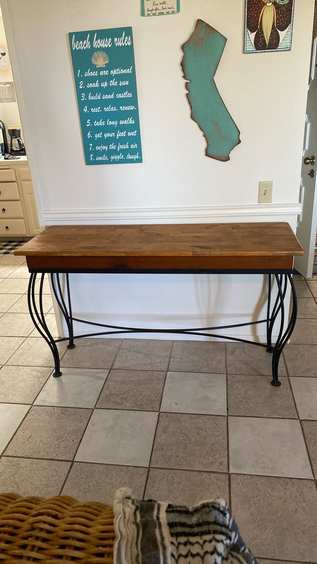 Console Entry Table Desk Wood + Wrought Iron