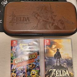 Zelda Breath Of The Wild Nintendo Switch Carrying Case Brand New With 2 Games