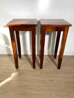 World Market Chloe Tall Wood Side Tables, Mahogany (set of 2)