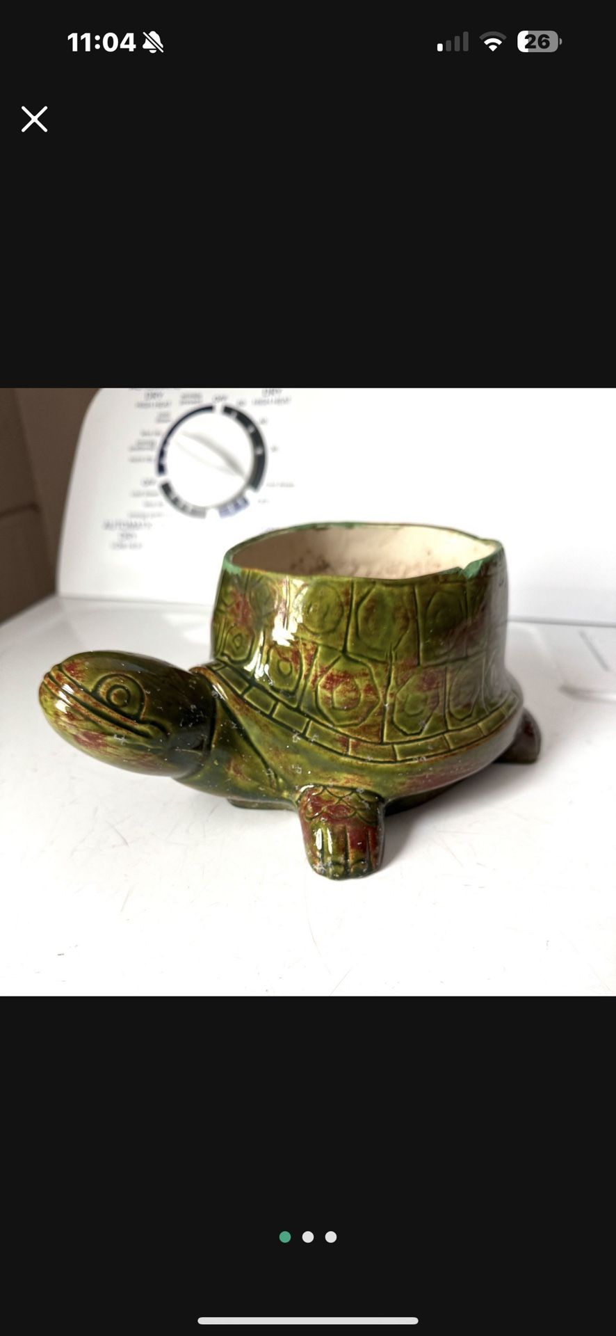 VTG MID CENTURY TURTLE PLANTER small chip see picture