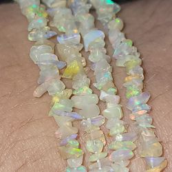 25pcs. Natural Ethiopian Fire Opal Rough Polished Gemstones Pre-Drilled Beads 4X4.5mm 