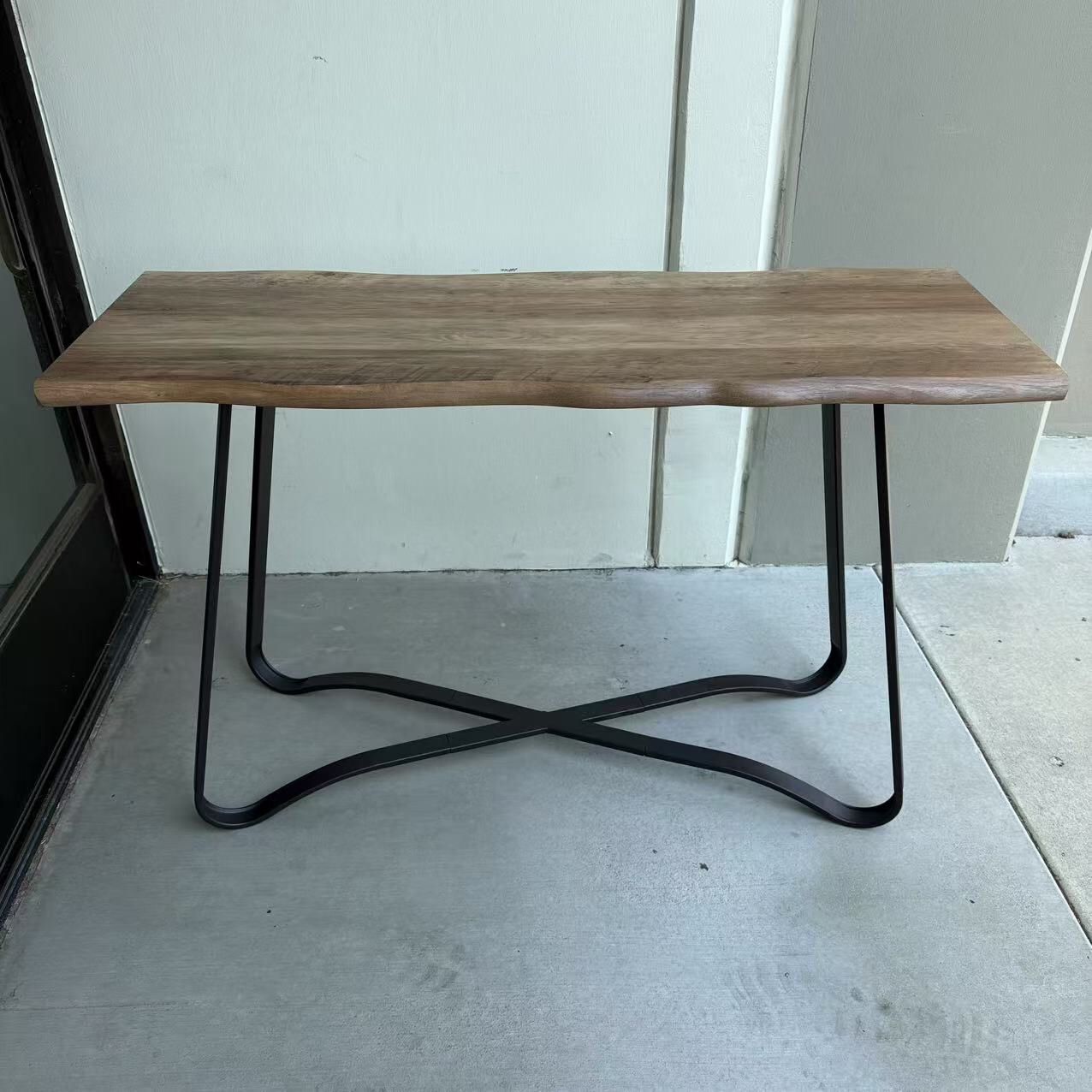 New In Box 47x17x31 Inches Tall Solid Wood Top Accent Console Writing Desk Table Steel Legs Modern contemporary Furniture 