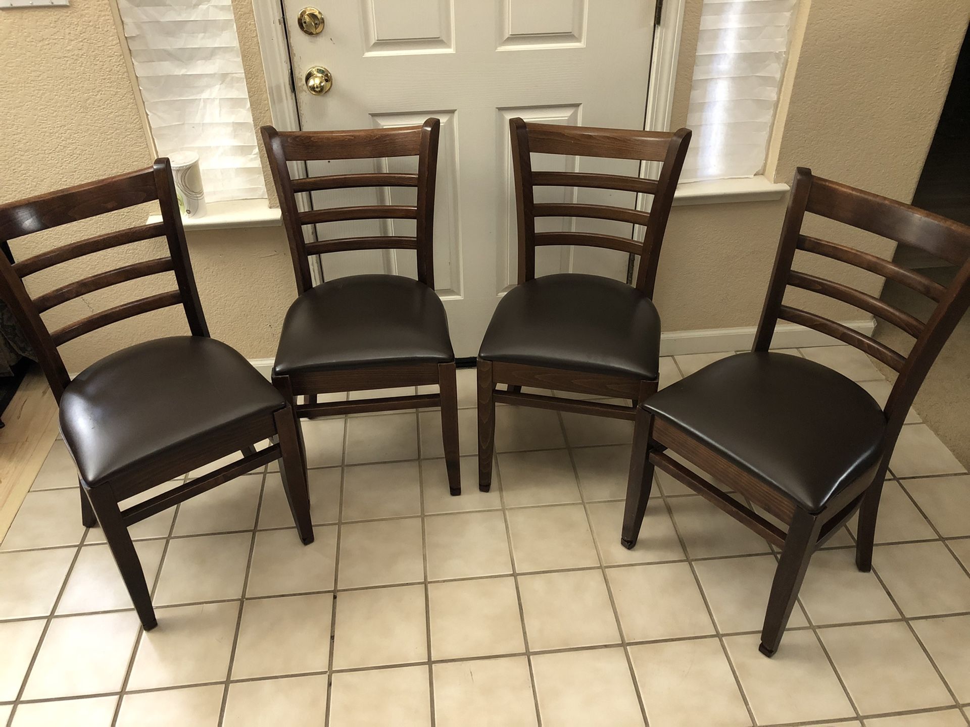 Set of 4 Solid Wood with Leather Cushion Kitchen Chairs NO TABLE