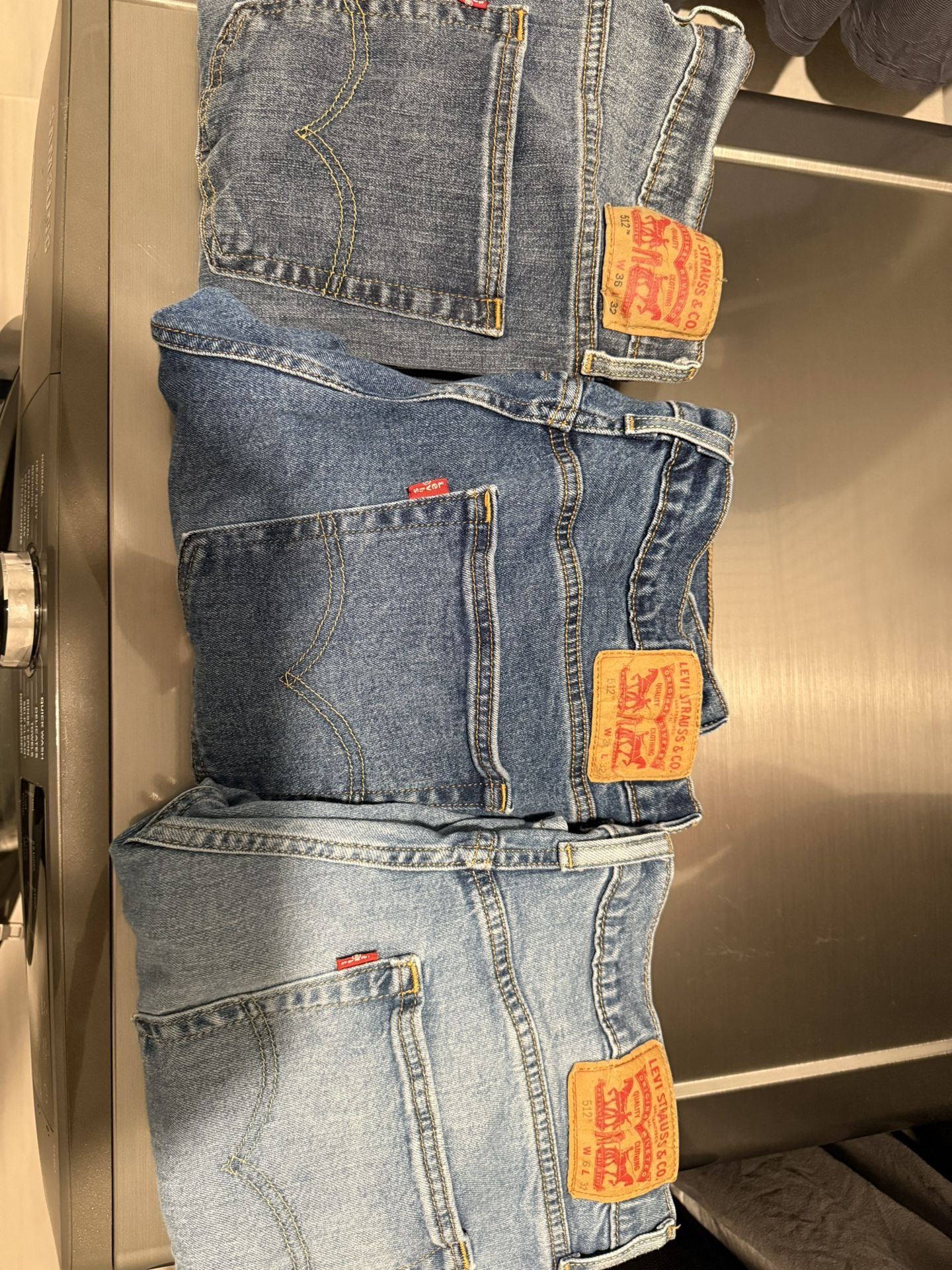 Men’s Levi’s Jeans 512 W36 L32 Three Pairs