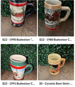 Budweiser Clydesdales Collector Beer Steins Set of 4