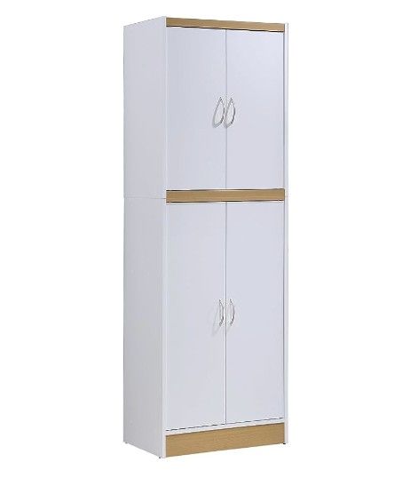 Hodedah 4 Door Kitchen Pantry with Four Shelves, White