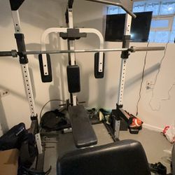 Home Gym Set Up With Barbell And 2 45lb Plates 