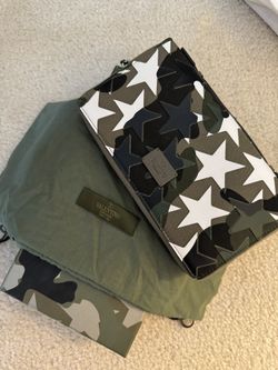 VALENTINO Camouflage canvas double zip Wallet