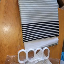 *NEW SHOWER CURTAIN. GRAY AND BLACK STRIPPED