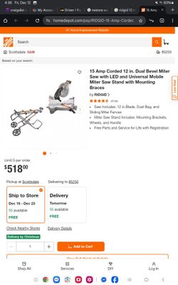 Ridgid 12" Dual Bevel Sliding Miter Saw Plus Portable Work Station
