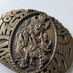 AWARD DISIGN MEDAL SOLID BRASS If You ain't cowboy wild bull rider buckle 